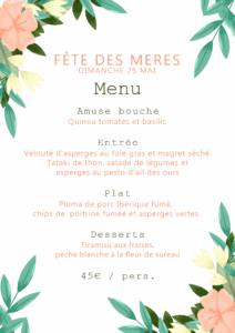 menu fête des mères restaurant 